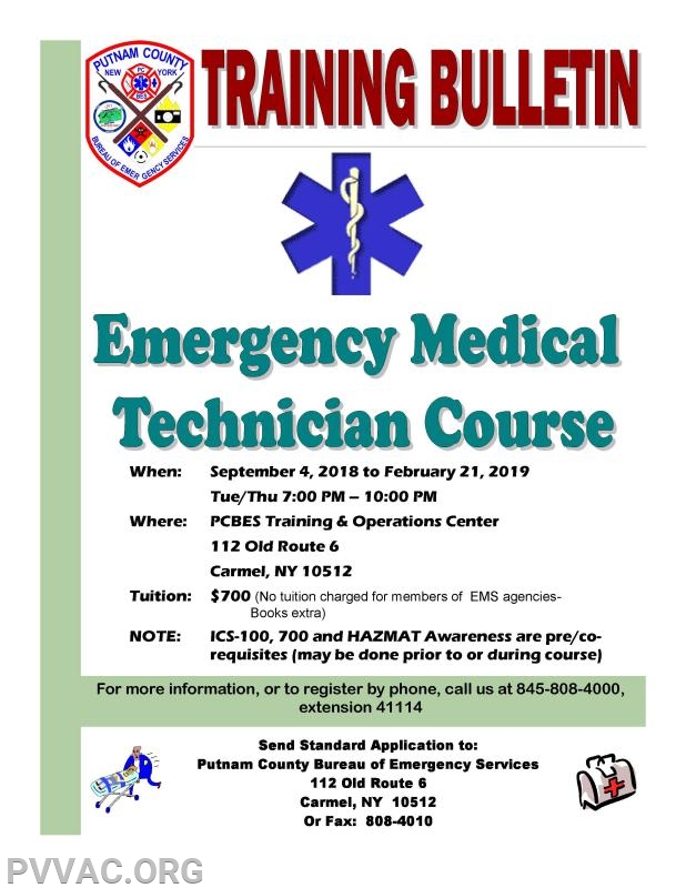 EMT Training Putnam Valley Volunteer Ambulance Corps